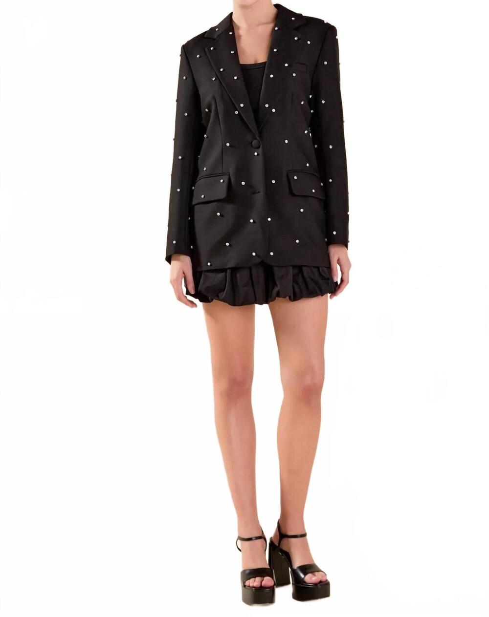 NEW ENGLISH FACTORY darlin rhinestone blazer in black